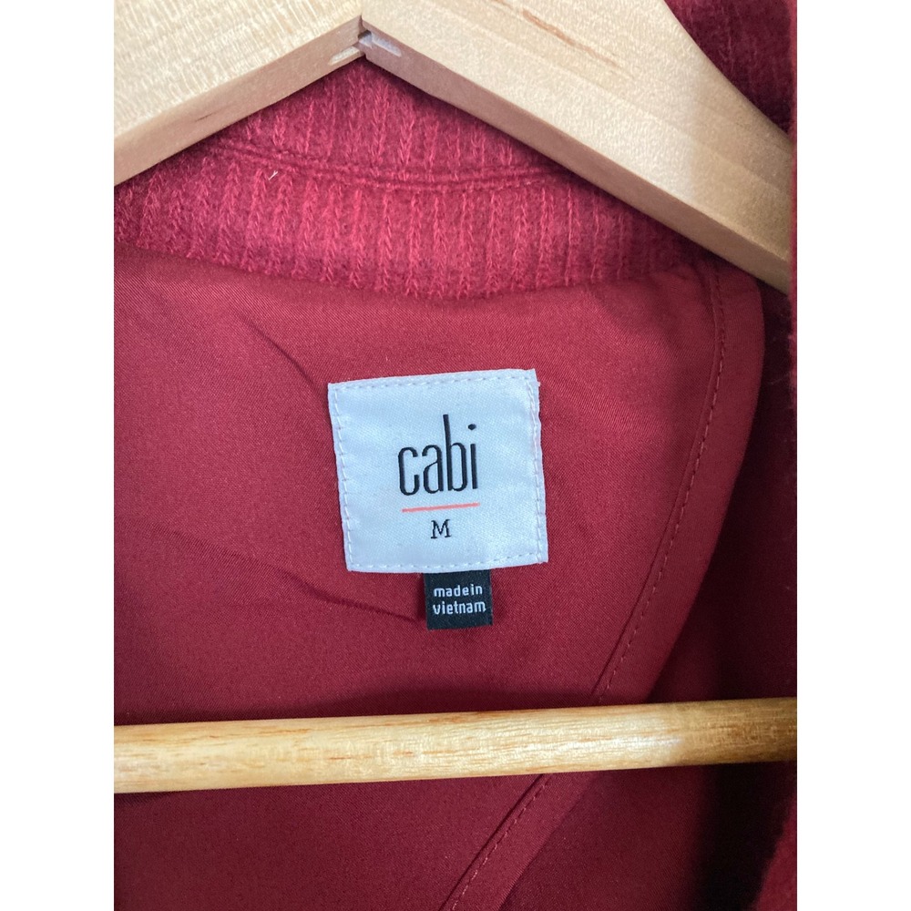 Cabi Sunday Coat 4672 Red Ribbed Textured Button Front Longline Jacket Womens M - Picture 2 of 12
